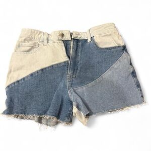 Hollister Cream and Blue Jean Shorts Patchwork Style